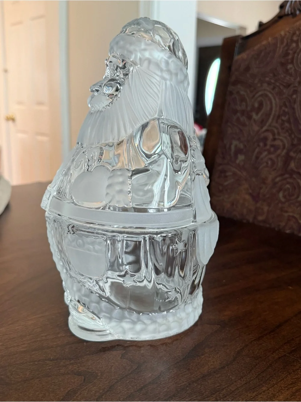Vintage Gorham Holiday Traditions Santa Treat Jar Crystal Made In Germany